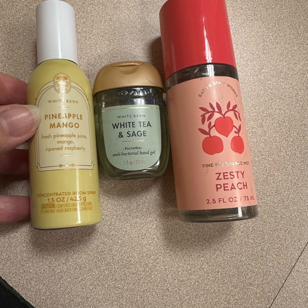 Bath & Body Works Pineapple Mango, White Tea & Sage, Zesty Peach Set